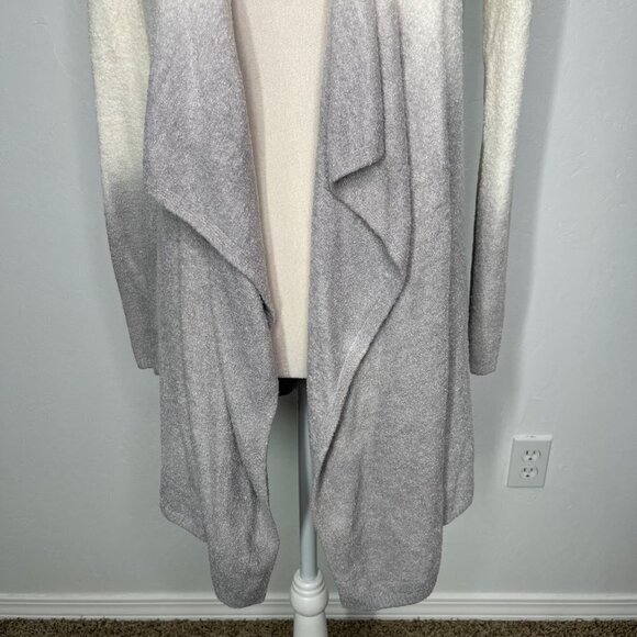 Barefoot Dreams Bamboo Chic lite Calypso Knit ombre White Gray Cardigan Size S/M - Picture 5 of 8
